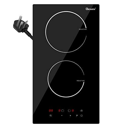 Image of GIONIEN Plug in Induction Hob 2 Rings,Domino Hobs,30cm Electric Cooktop 2800W 13 Amp, Built in Worktop,Black Glass Smooth Worktop,Double Induction Cooker GIT230SP