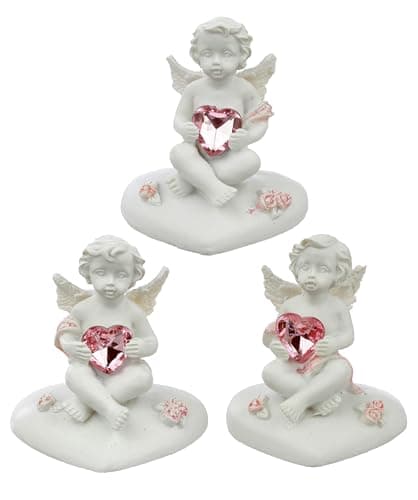 Image of Puckator Peace of Heaven Heart of the Rose Cherub Figurine - Romantic Modern Love Wedding Gift Gifts For Girlfriend Fairy Fairies Grave Ornaments Figurine Valentines Day Gifts For Her Him Home Decor