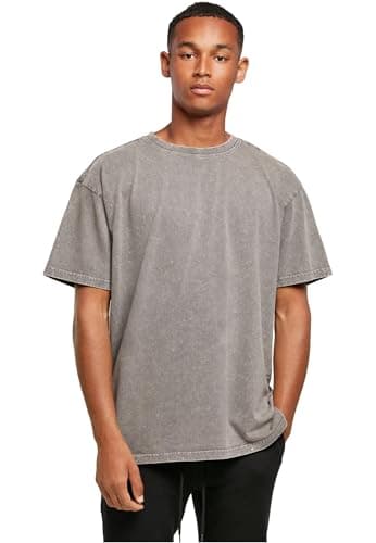 Image of Build Your Brand Men's Acid Washed Heavy Oversized Tee T-Shirt, Asphalt, 3XL
