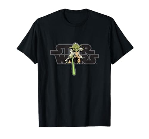 Image of Star Wars Logo Jedi Master Yoda Lightsaber T-Shirt