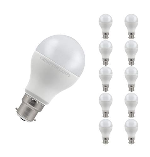 Image of Crompton Lamps LED GLS 14W BC-B22d Dimmable (10 Pack) (100W Equivalent) 2700K Warm White Opal 1521lm BC Bayonet B22 A65 Frosted Bright Thermal Plastic Multipack Light Bulbs