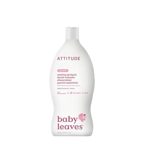 Image of ATTITUDE Baby Washing up Liquid, EWG Verified, No Added Dyes or Fragrances, Tough on Milk Residue and Grease, Vegan, Unscented, 700 mL
