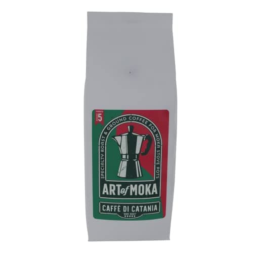 Image of Strong Moka Ground Coffee 1kg - Dark Roast - For Italian Moka Stovetop Pot Coffee Makers - Art of Moka - Caffe di Catania Espresso - Strength 5