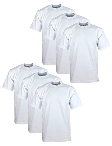 Image of Pro Club Men's 6-Pack Heavyweight Cotton Short Sleeve Crew Neck T-Shirt, White, XL