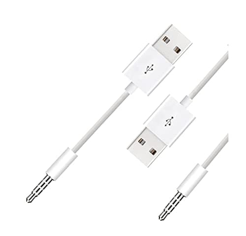 Image of For iPod Shuffle Cable, 3.5mm Jack Plug to USB Charger + SYNC Data Replacement Cable Compatible for iPod Shuffle 3rd 4th 5th 6th Generation MP3/MP4 - White