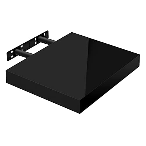 Image of WOLTU Floating Wall Shelf High Gloss Black, CD DVD Shelf Bookshelf Wooden Board 30x22.9x3.8cm, RG9489sz