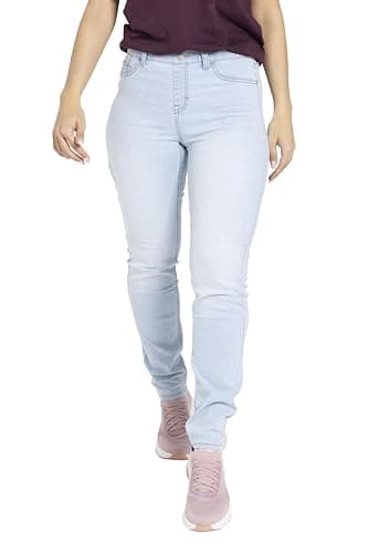 Image of Womens Jeans Trousers Super Stretch Skinny Denim Jeggings Mid-Rise Slim Fit Cotton Zip Fly Button Closure 5 Pockets Casual Essential Ladies Denim Jeans Pants All Waist Sizes 8-20 (Light Blue, 10)
