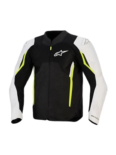 Image of Alpinestars AST V3 Air Jacket Men's, Motorcycle Riding, Lightweight Ventilated, Dual Tech Mesh, Tech-Air Ready - L, Black/Silver/Yellow Fluo