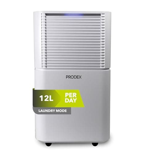 Image of Prodex 12L/Day Dehumidifier for Mould Removal & Clothes Drying, Extracts Moisture in Your Home/Office/Garage, Low Energy Dehumidifier, Removes Damp & Condensation, 24 Hour Timer