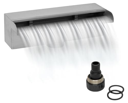 Image of Woodside Stainless Steel Waterfall Fountain, Pond/Pool Rectangular Cascade Water Feature, 30cm