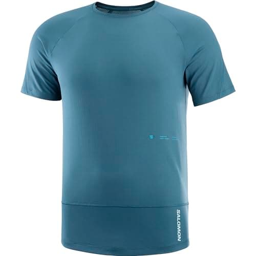 Image of Salomon Men's Cross Run Graphic Short Sleeve T-Shirt, Deep Black/Heather, Large