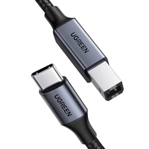 Image of UGREEN USB B to USB C Printer Cable, Type B 2.0 Braided Data Lead for MacBook Pro/Air, HP/Epson/Canon Printer, Scanner, MIDI Cable Compatible with MIDI Controller/MIdI Keyboard/Musical Instrument (2M)