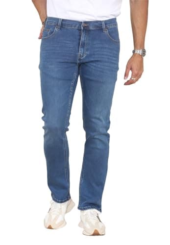 Image of MYT Mens Straight Leg Jeans Regular Fit Denim Pants Trousers Mid Blue 32W x 32L