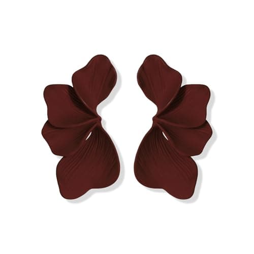 Image of TOVABA Burgundy Flower Earrings for Women – Hypoallergenic, Non-Fading, Fashionable Ladies Earrings – Statement Earring for Women