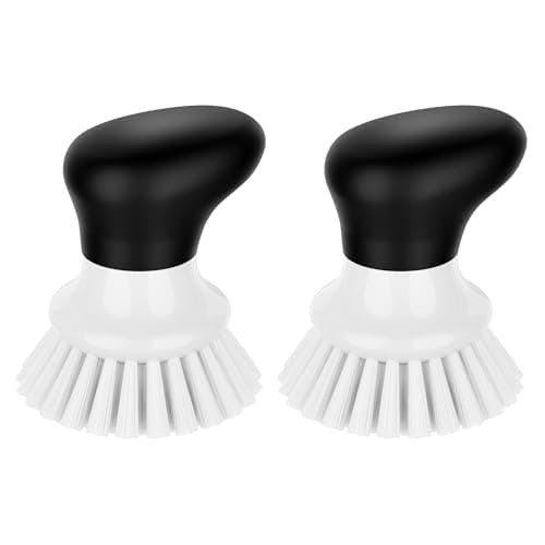 Image of MR.SIGA Dish Scrub Brush, Palm Brush Dish Scrubber with Ergonomic Grip, Kitchen Brushes for Dishes, White, Pack of 2