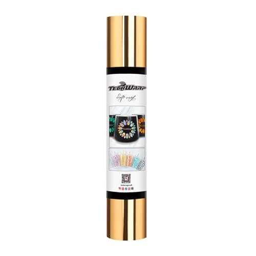 Image of TECKWRAP Light Gold Chrome Vinyl Permanent Chrome Gold Adhesive Vinyl Roll 1ftx5ft