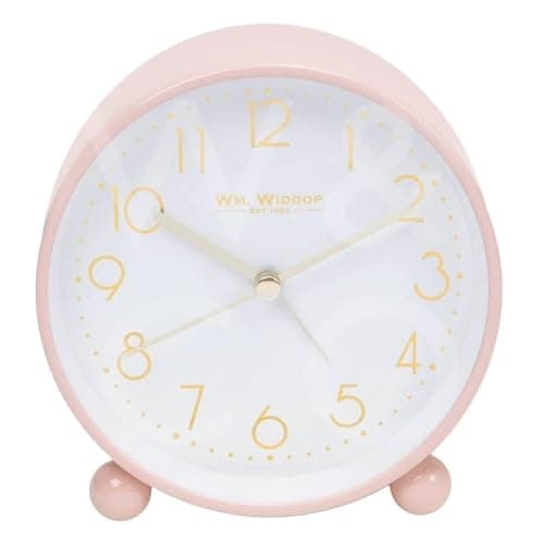 Image of Widdop WILLIAM Blush Metal Alarm Clock with Gold Dial