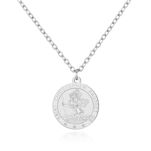 Image of Philip Jones Men's Stainless Steel St Christopher Necklace