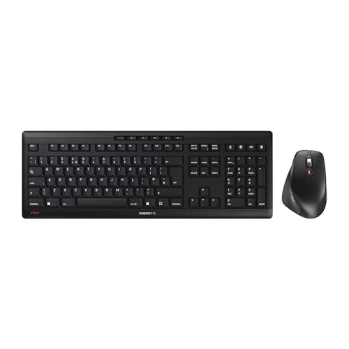 Image of CHERRY STREAM DESKTOP COMFORT, Wireless Keyboard And Mouse Set, UK Layout (QWERTY), 2.4 GHz, Whisper-Quiet Keys, Ergonomic Right-Handed Mouse, Black