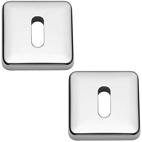 Image of Howdens Bertelli Lugano Square Concealed Fit Polished Chrome Open Key Hole Roses 1 Pair (2 Escutcheons)