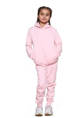 Image of Kids Tracksuits Boys Tracksuit, Hoodies Plain Army Commando Print Tracksuit Hoodie with Jogger Sweatpants Sports Activewear Set Girls Boys Children Age 5-13 Years (Baby Pink Pull Over Suit, 7-8 Years)