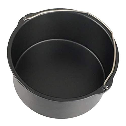 Image of Faderr Air Fryer Cake Barrel Tin, Non-Stick Baking Pan Air Fryer Tray DIY Sturdy Steel Pizza Pan Cake Barrel with Handle Bread Cake Basket Air Fryer Accessories (8 INCH)