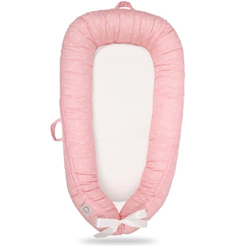 Image of EAQ Baby Nest Pod Girl,Baby Sleep Pod Soft Breathable 100% Cotton Napping or Traveling for 0-12 Months,Travel & Baby Essential Gift for Newborn (Pink)
