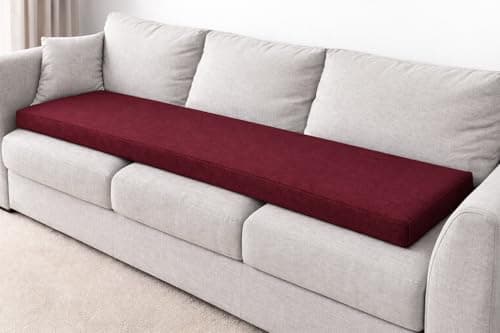 Image of SLUMBER HOME 3 Seater Booster Cushion with Removable Cover, 150 x 50 x 5 cm Firm Memory Foam Orthopaedic Seat Pad, Large Sofa Cushion with Soft PolyesterWater Resistant Cover (Burgundy)