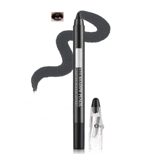 Image of Dual-Purpose Eyeshadow & Eyeliner Pencil with Built-in Sharpener, Long-Wear Smudge-Proof Cream Crayon Eye Makeup (12#BLACK)