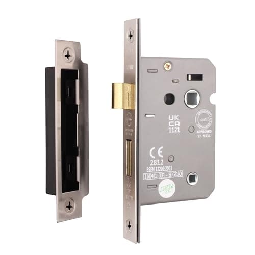 Image of EAI Satin Nickel Bathroom Lock - Fire Rated & CE Approved Mortice Door Lock 64mm / 2.5 Inch