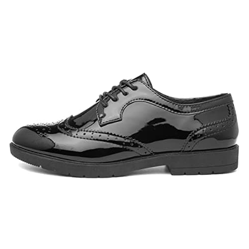 Image of Lilley Agnes Womens Black Lace Up Brogue Shoe - Size 6 UK - Black