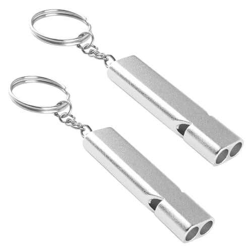 Image of Feibety 2 Pcs Emergency Survival Whistle,Safety Whistle Survival,Super Loud Emergency Survival Whistle with Keychain Whistle Hiking Accessories for Outdoors,Mountaineering,Boating And Signalling