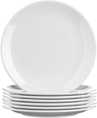 Image of SECO 17.7cm/7" Small Round Melamine Plates, Pack of 6 - Durable, Scratch-Resistant & Lightweight Reusable Side Plates - White
