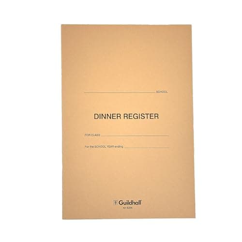 Image of Exacompta - Ref E200Z - Guildhall - Dinner Register (12 Pages) - 298 x 202mm in Size, 70gsm Ruled White Paper, 50 Entries & 50 Weeks, Manilla Cover - Buff Cover