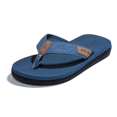 Image of FITORY Mens Flip Flops Beach Thongs Outdoor Comfort Pool Slippers Adult Shoes Blue Size 7 UK