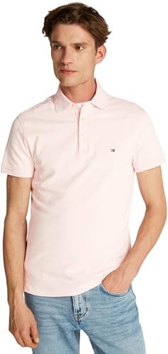 Image of Tommy Hilfiger Men’s Short Sleeve 1985 Slim Fit Polo Shirt, Pink (Light Pink), M