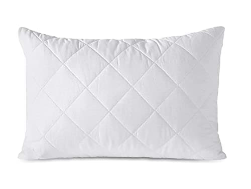 Image of Microfibre Quilted Pillow Protector with Zip - Diamond Pattern - Hotel Quality Pillowcases Anti Dust Mite Hypoallergenic Removable Cover (Size 48 x 75 cm - Single Pillowcase)