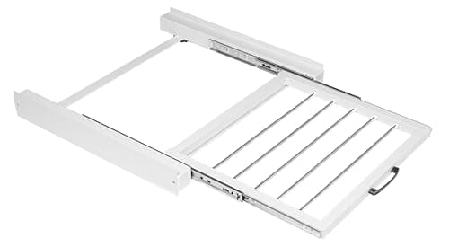 Image of Vonia Stacking Kit for Washer and Dryer, Connection Frame with Washing Line for Washing Machine and Tumble Dryer Stacking Shelf with Ratchet Ropes, Metal up to 100kg Capacity, White