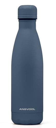 Image of ANGVOOL Insulated Water Bottle, Stainless Steel Metal Thermal Flask for Hot and Cold Drinks, Leak Proof BPA Free Drinking Bottles for Kids or Adults (Blue, 500ml)