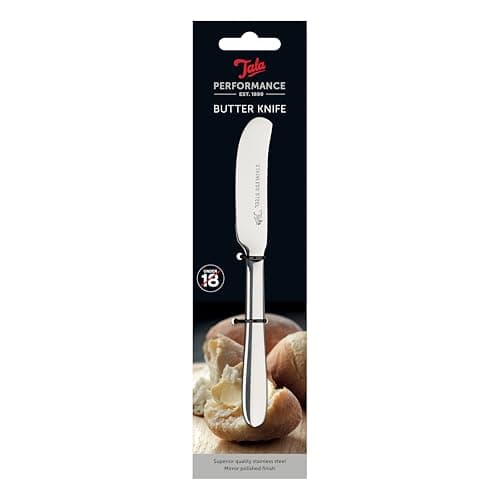 Image of Tala Performance Stainless Steel Butter Knife, Stainless Steel with Mirror Polish Finish, Dishwasher Safe, Metallic Silver, 16.3 x 2 x 0.5 cm