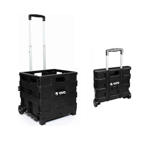 Image of Foldable Shopping Trolley, 25 Kg Boot Cart with Wheels, 30L Capacity Large Folding Supermarket Grocery Shopping Boot Cart Box for Camping Fishing Festival