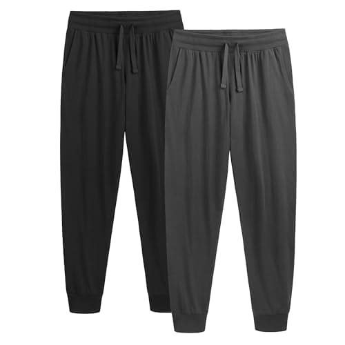 Image of The Essentials Wardrobe 2PK Mens Lounge Pants - Cuffed - Black/Grey - Large