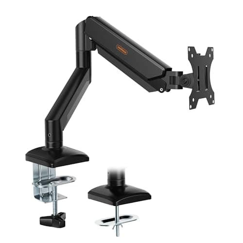 Image of VonHaus Single Monitor Arm Desk Mount for 10 to 32 Inch Screens, Height Adjustable Gas Spring Monitor Clamp with Tilt, Swivel & Rotate, VESA 75 & 100mm