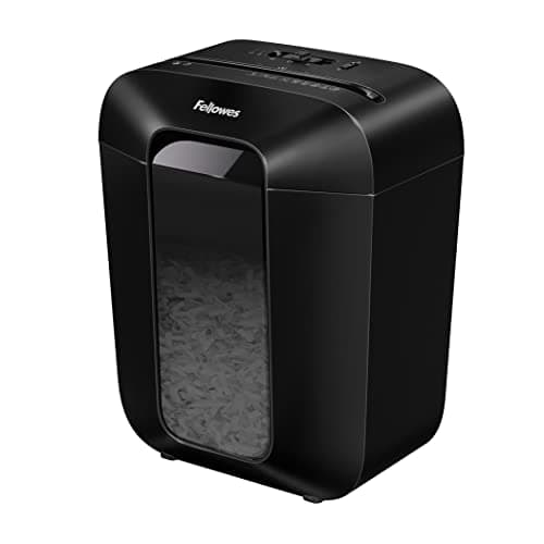 Image of Fellowes Paper Shredder for Home Office Use - 9 Sheet Cross Cut Shredders Home Use - Shredder with 17L Bin & Safety Lock - Powershred LX50 - Shreds 31 Sheets in One Minute - High Security P4 - Black