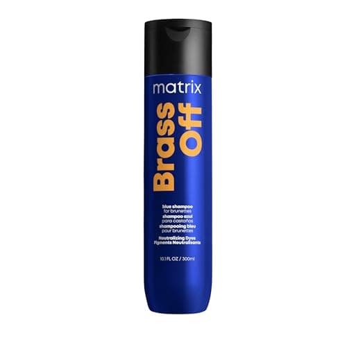 Image of Matrix Brass Off Blue Toning Shampoo, Neutralises Brassy and Orange Undertones while Protecting Colour, 300ml, For Lightened Brunette and Balayage Hair