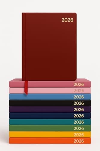 Image of Top Sale 2026 A4 Diary – 2 Pages Per Day Year Planner with Hard Cover, Professional Yearly Organizer, Burgundy