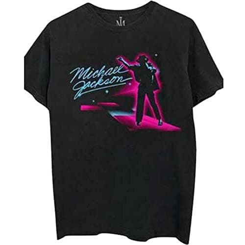 Image of Rockoff Trade Men's Michael Jackson Neon Regular Fit Crew Neck Short Sleeve T - Shirt, Black (Black Black), Medium (Manufacturer Size:Medium)