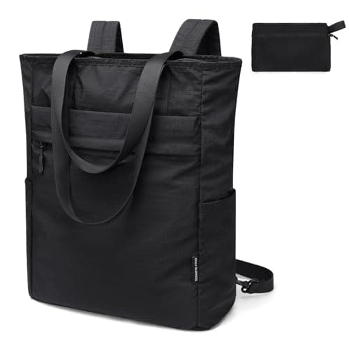 Image of GOLF SUPAGS Foldaway Convertible Tote Backpack Lightweight Nylon Daypack for Women Men City Pack Versatile Backpack for Leisure Travel, Black