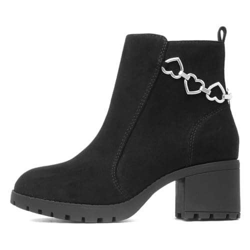 Image of Lilley Girls Black Heeled Zip Up Heart Boot - Size 1 UK - Black