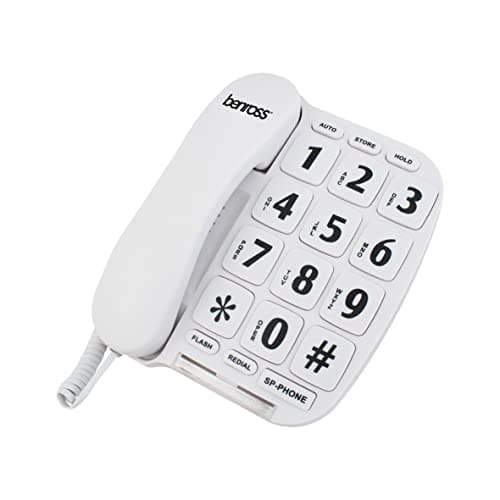 Image of Benross 44580 Jumbo Big Button Home Landline Telephone for Elderly and Disabled/White/Hands Free Function/Adjustable Volume/Number Memory and Redial Function/Desk or Wall Mountable